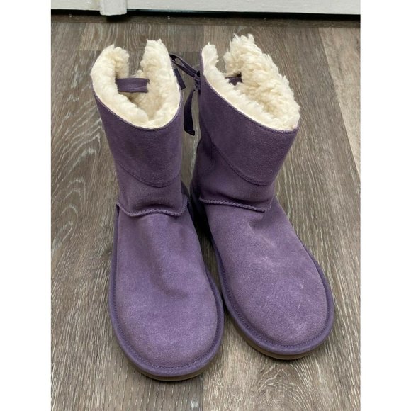 New KOOLABURRA BY UGG Andrah Suede Leather Short Boot Sz 2 Y  Big Girls Purple - Picture 4 of 12